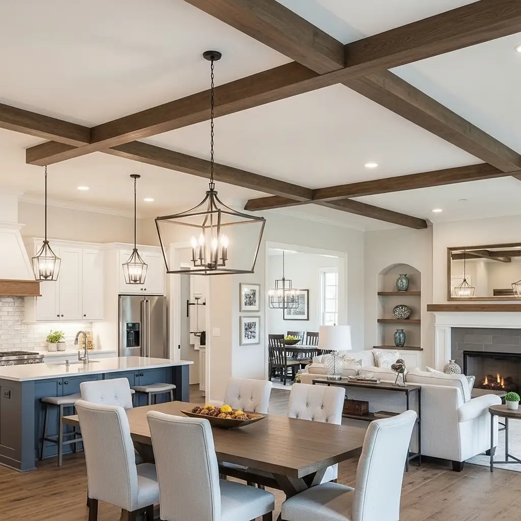 21 Faux Wood Beams in Open Concept Homes