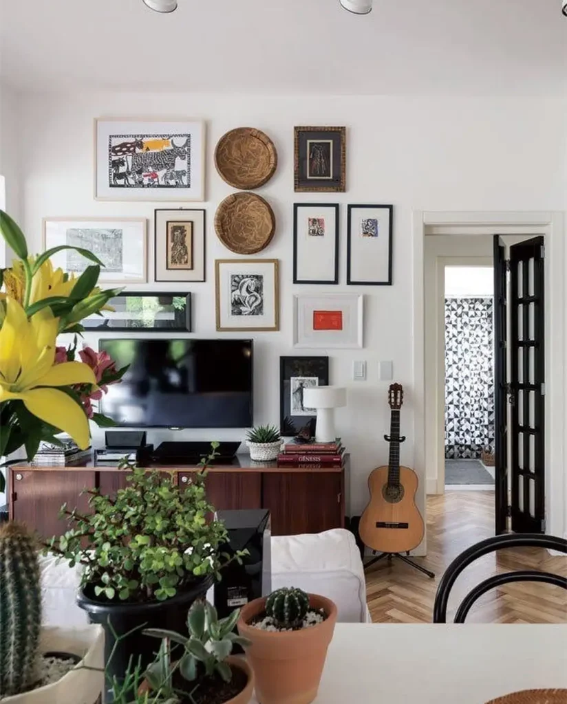 1 Create a Gallery Wall Around and Above the TV
