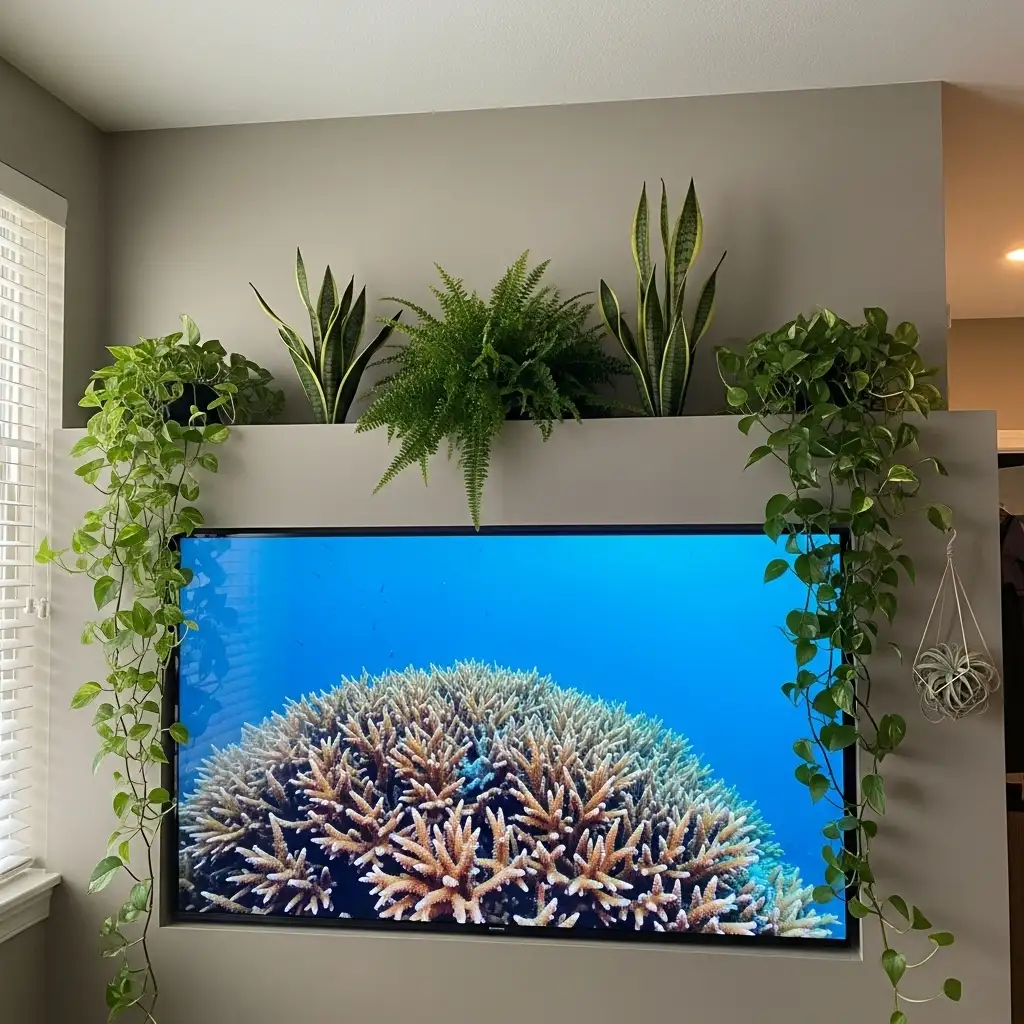 10 Use Plants and Greenery Above the TV