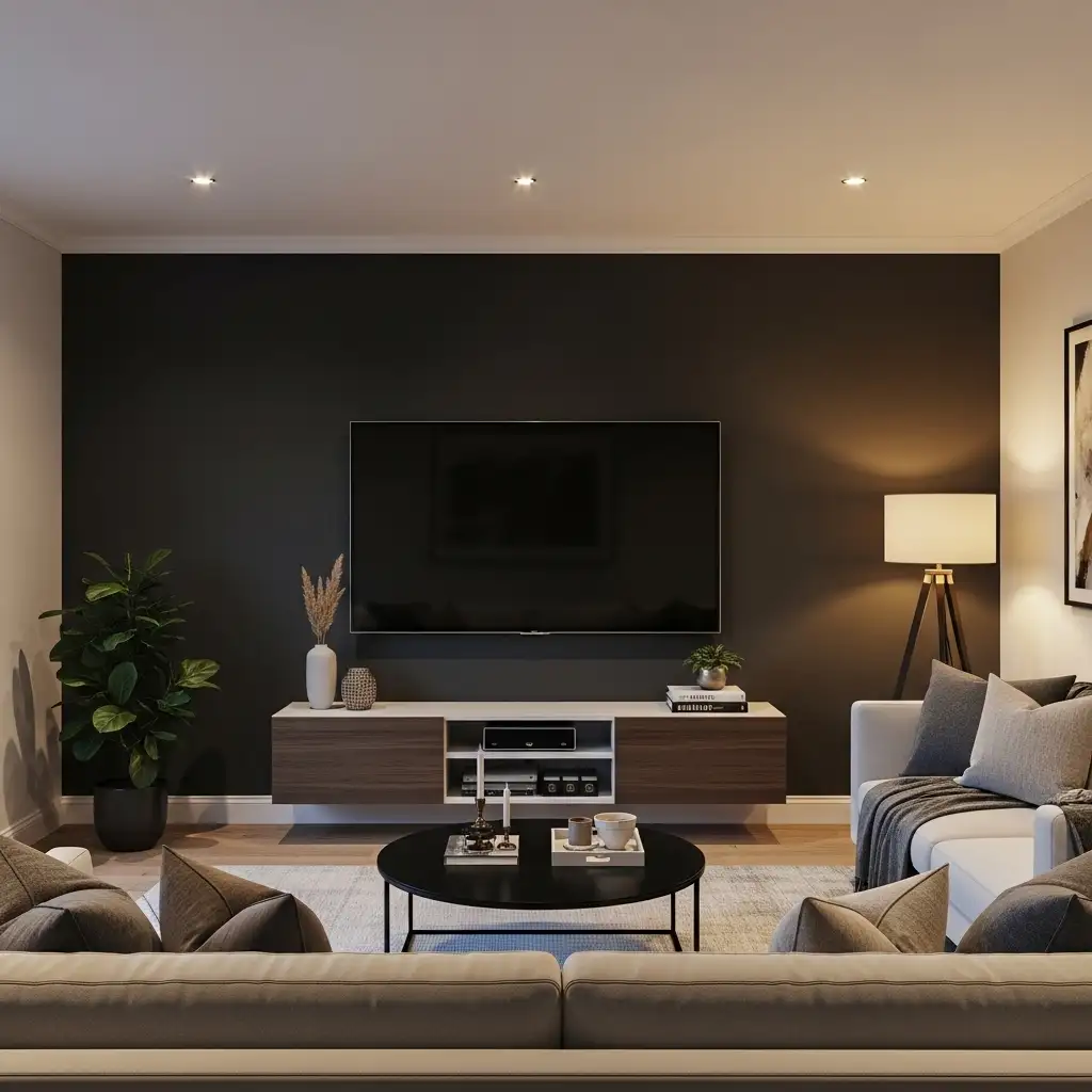 12 Create a Dark Accent Wall Behind the TV