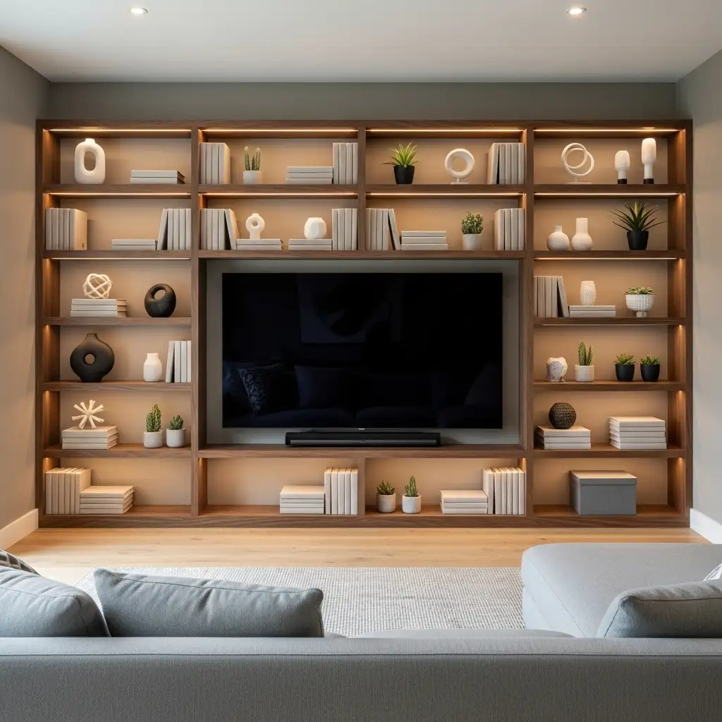 15 Install Built In Shelving Around the TV