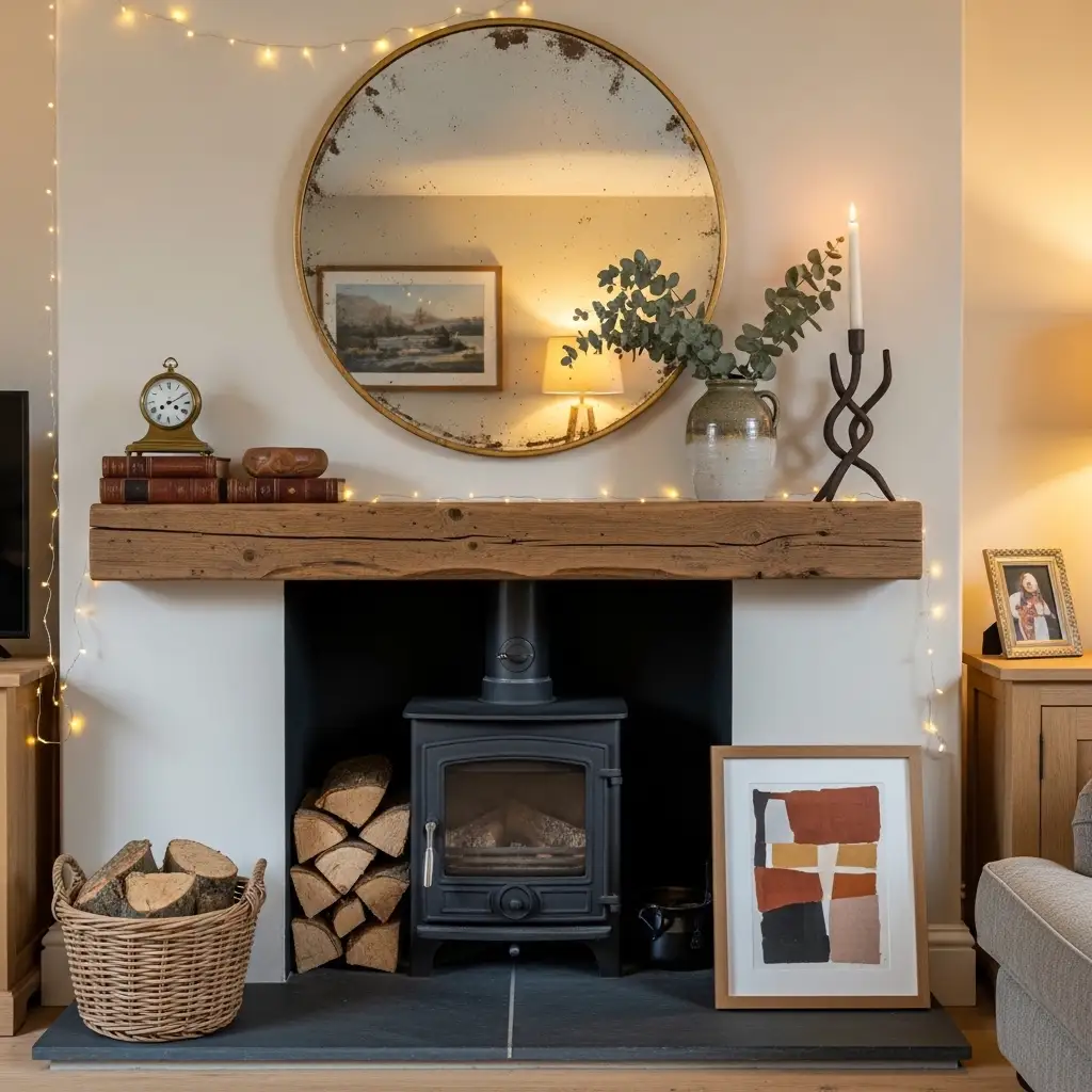 15 Mantel Styling Ideas for a Wood Burning Stove Living Room