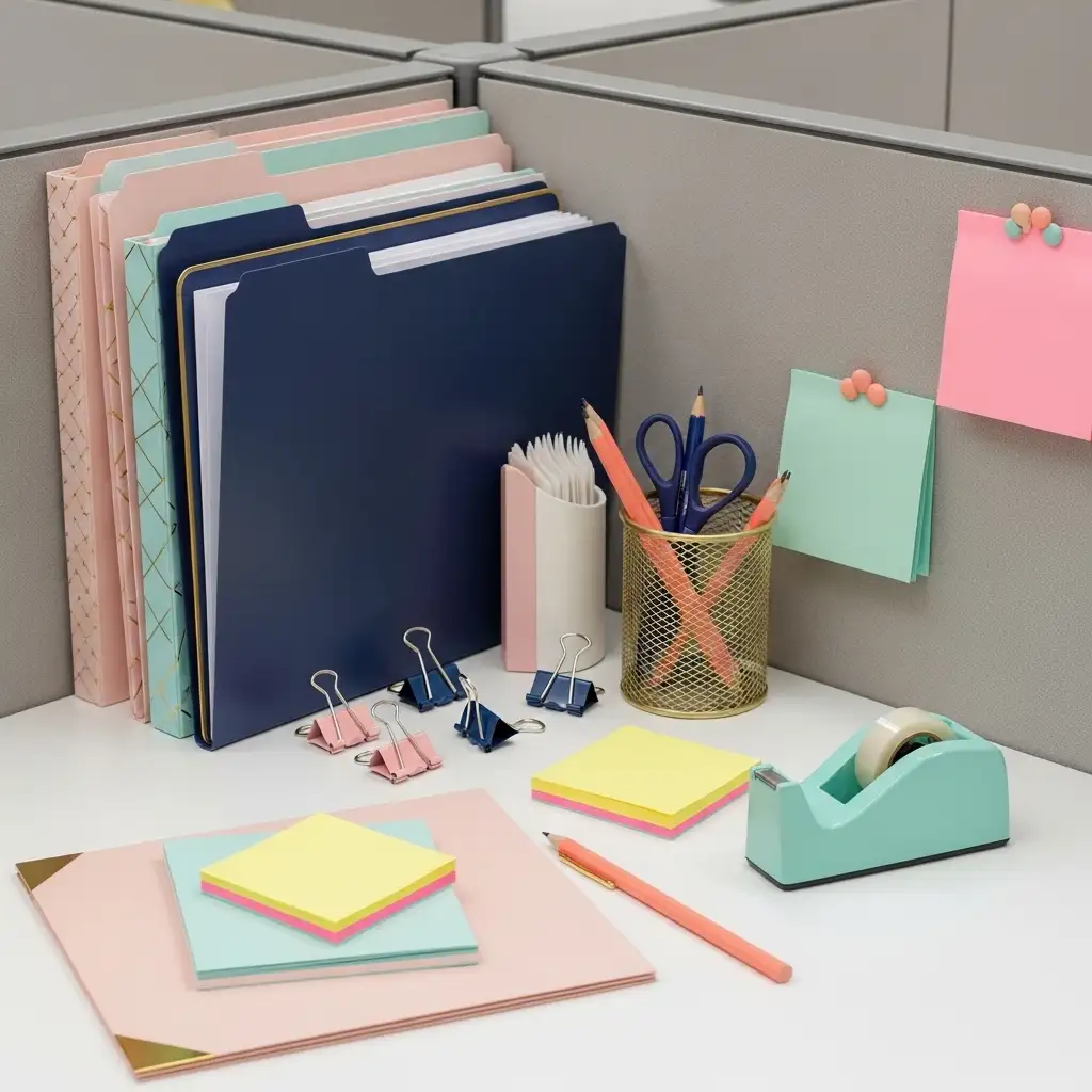 15 Use Colorful File Folders and Desk Accessories