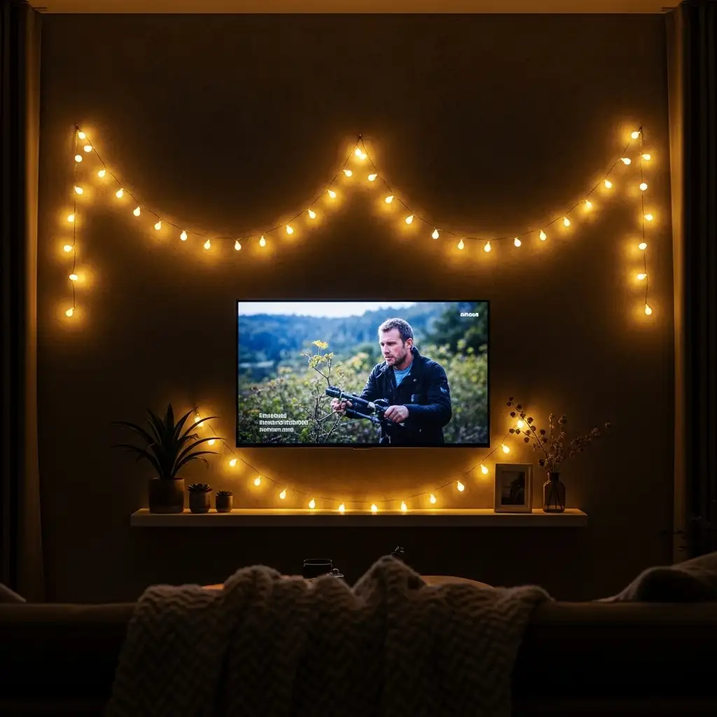 16 Hang String Lights or Fairy Lights Above the TV