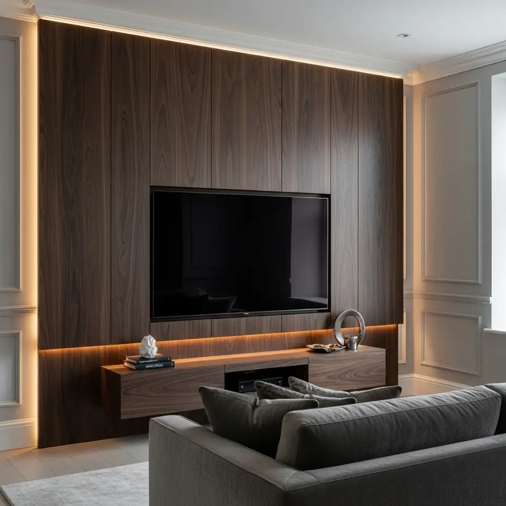 19 Use a Dark Wood Panel Feature Wall