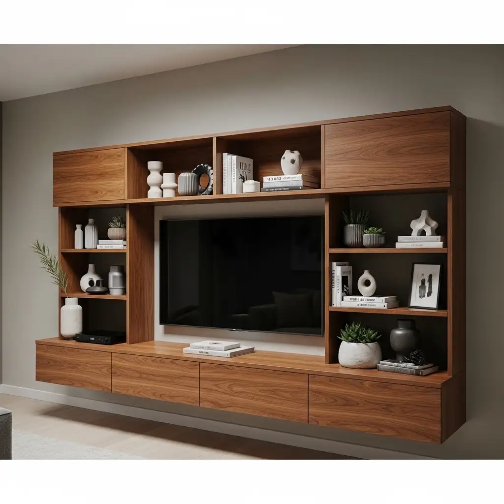 23 Mount a Floating Media Console with Display Above