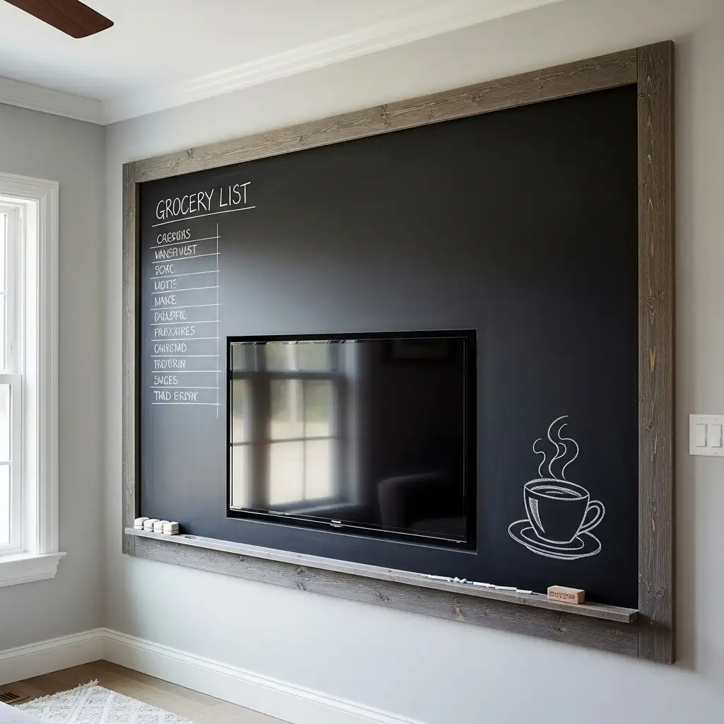 24 Add a Chalkboard or Writable Surface Above the TV