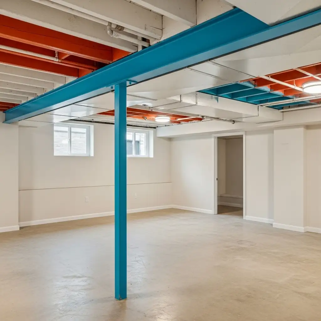 28 Adding Color Accents to an Exposed Basement Ceiling