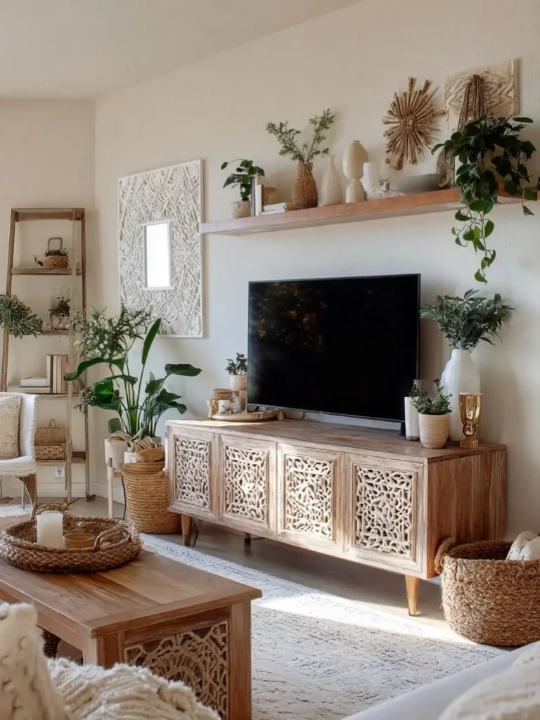 3 Install Floating Shelves Above the TV