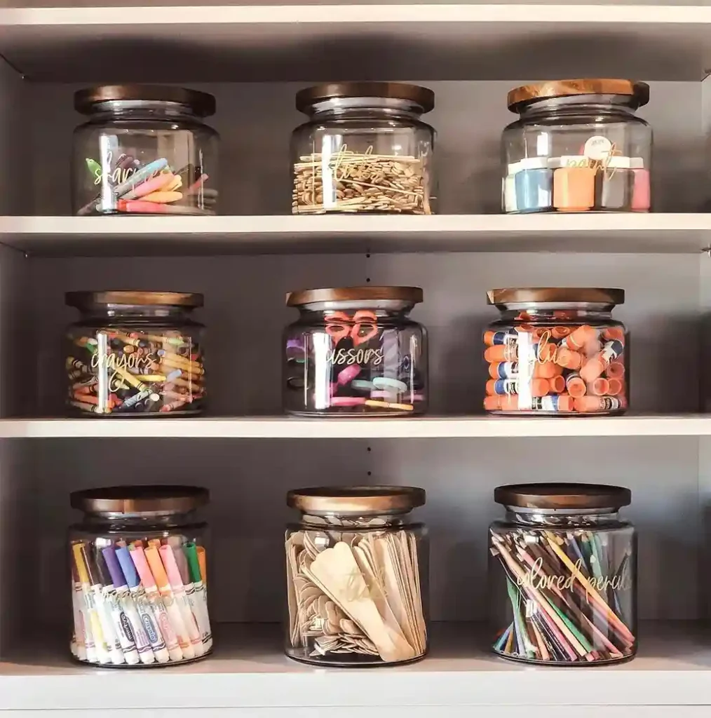 3 Use Glass Jars for Visible Small Supply Storage