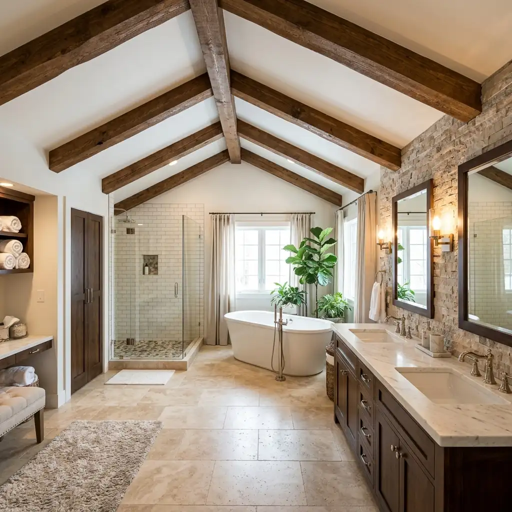 11. Design a Master Bath With Exposed Ceiling Beams
