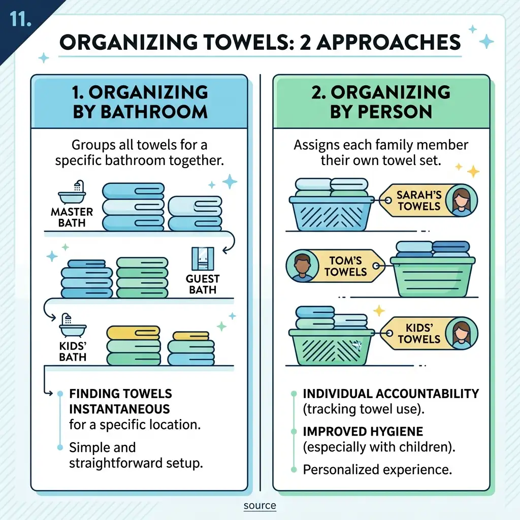 11. Organize Towels by Person or by Bathroom