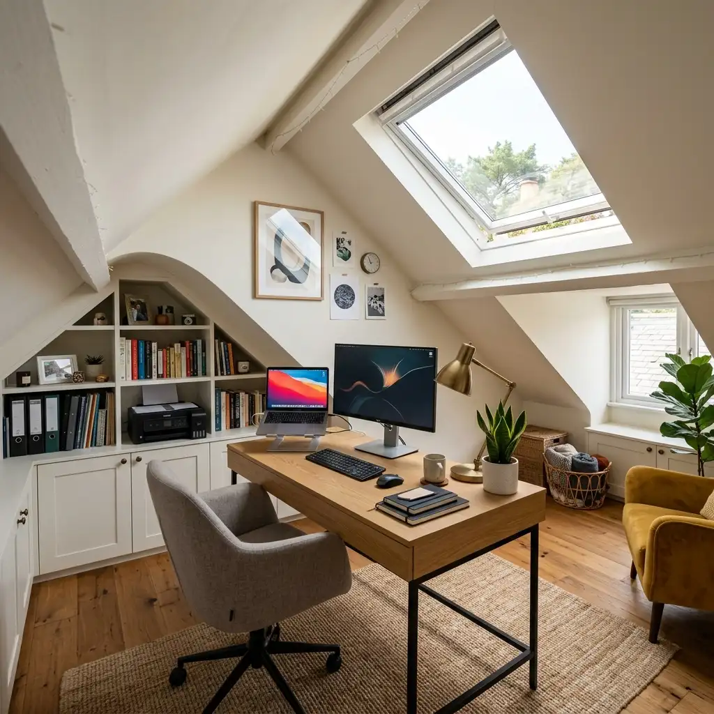 12. Create a Home Office in a Sloped Ceiling Room