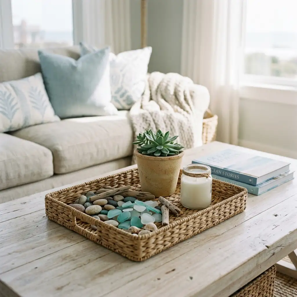 14. Create a Coastal Coffee Table Display