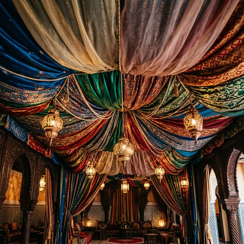 15. Create a Moroccan Inspired Fabric Ceiling