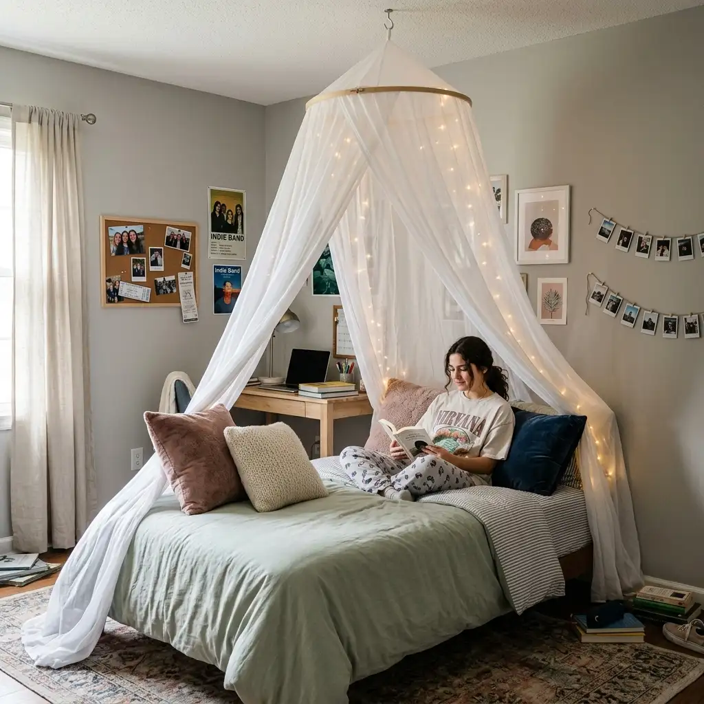 15. Use a Canopy or Curtain Around the Bed