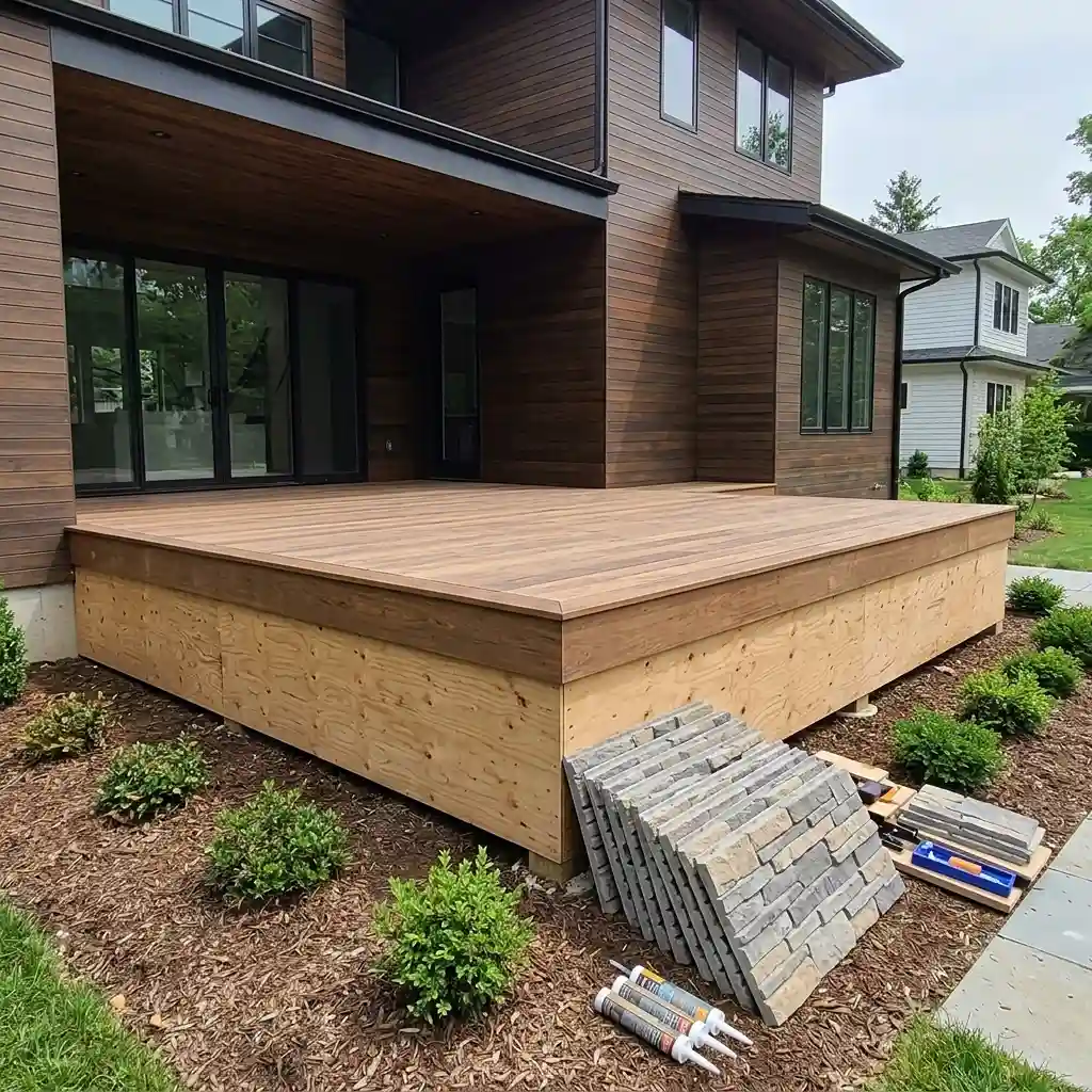 16. Create Stone Veneer Skirting for a High End Look