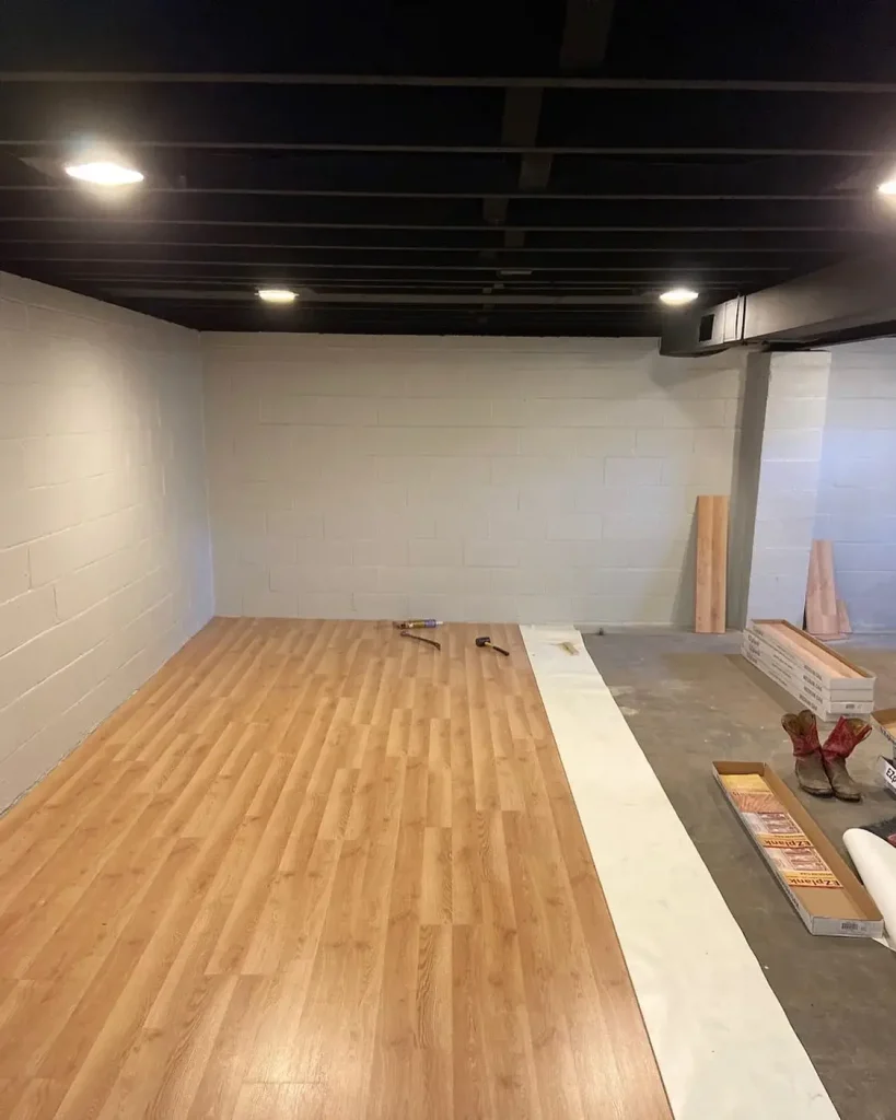 16. Create a Basement Ceiling With Paint and Lights
