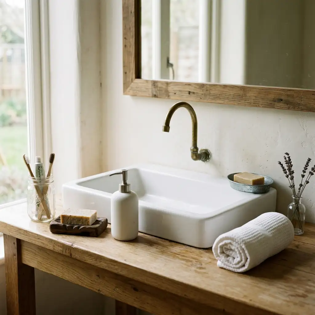 16. Style a Farmhouse Bathroom Counter