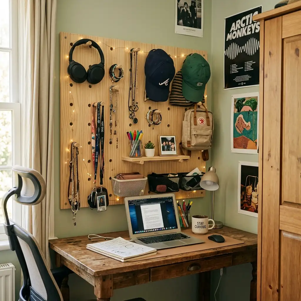 17. Incorporate a Pegboard for Flexible Organization