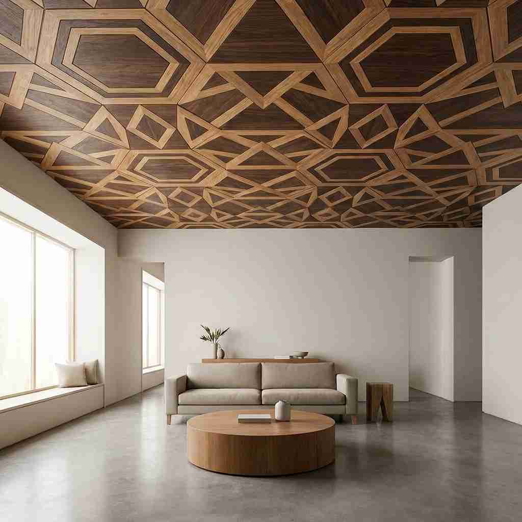 18. Create a Geometric Wood Pattern Ceilings