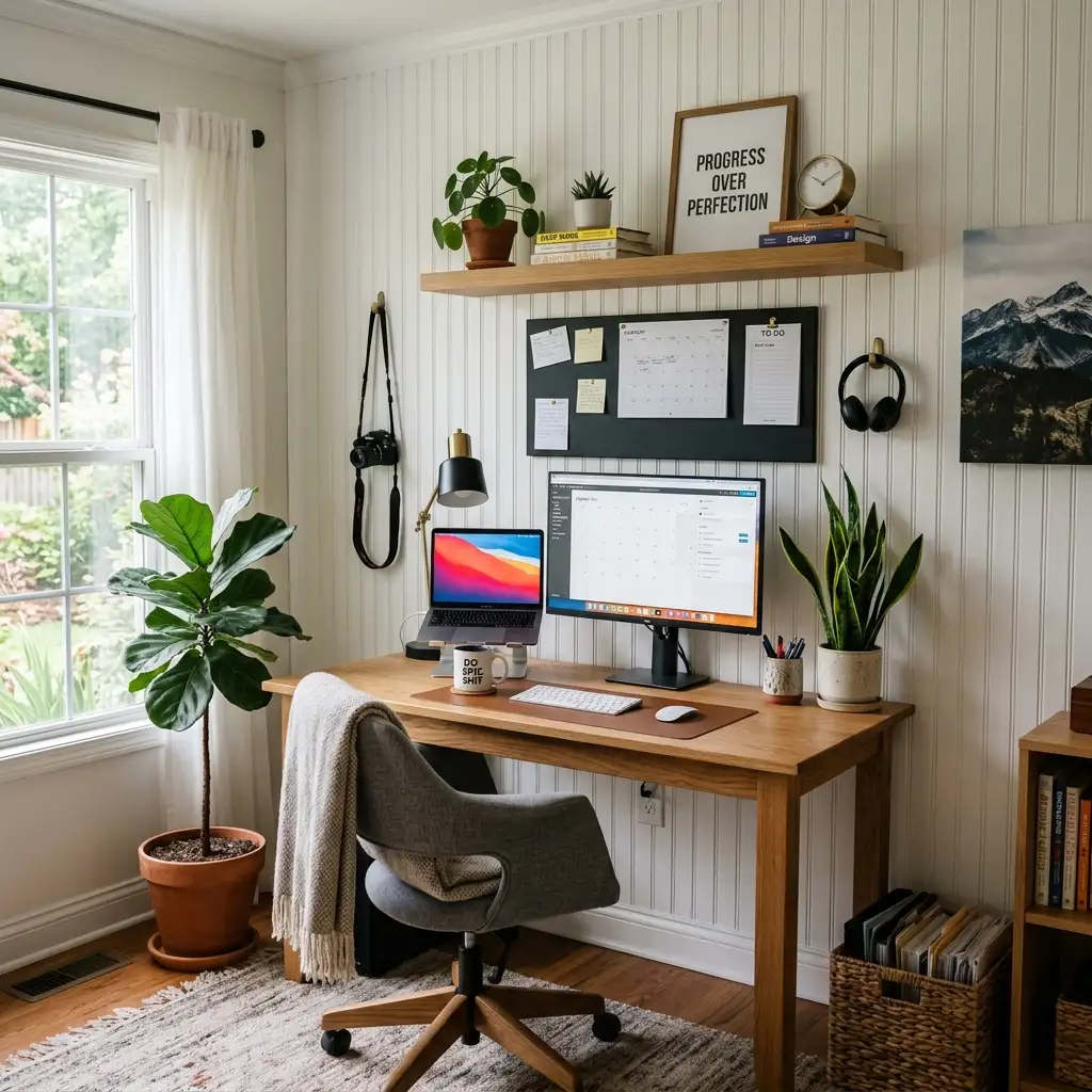 19. Beadboard in a Home Office for a Productive Space