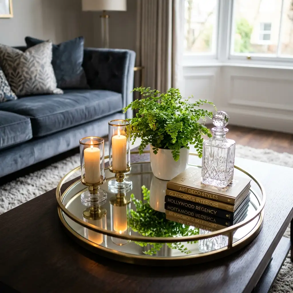 19. Use a Mirror Tray for a Glamorous Effect