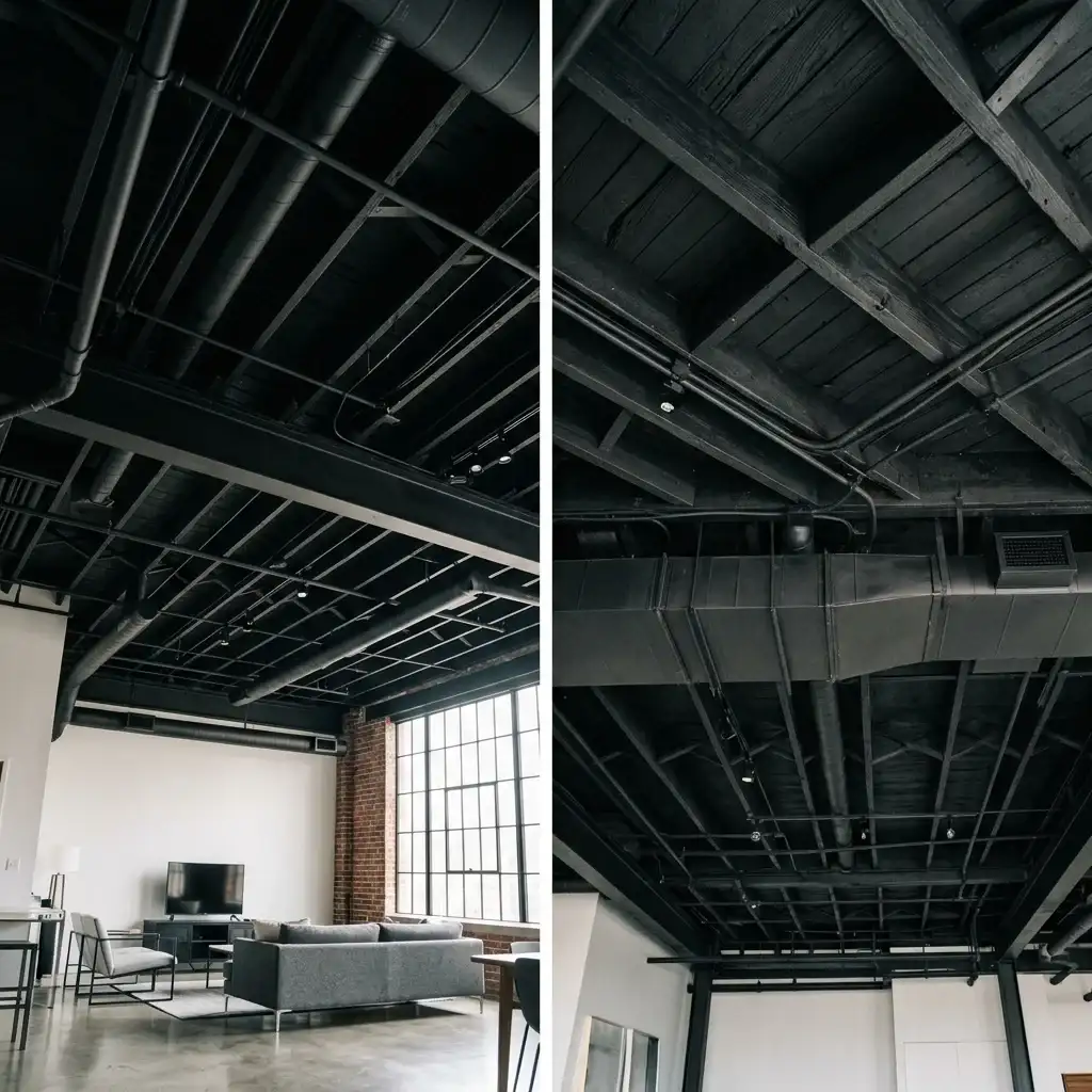 2. Leave Joists Exposed and Paint Them Black