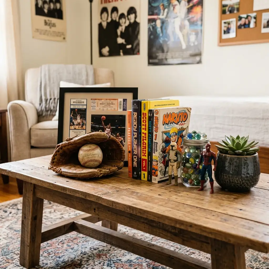 20. Create a Coffee Table Display for a Boys or Teen Room