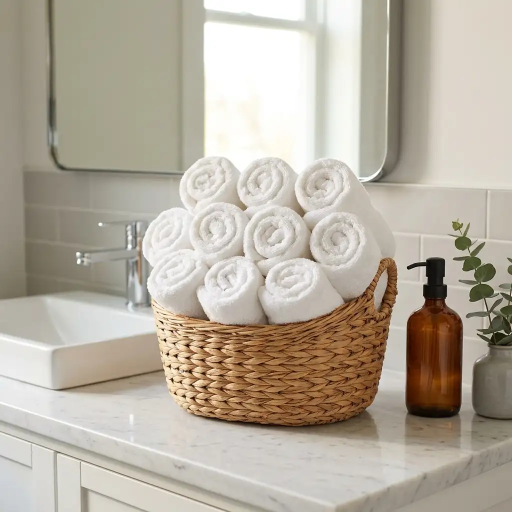 20. Display Rolled Towels as Decor