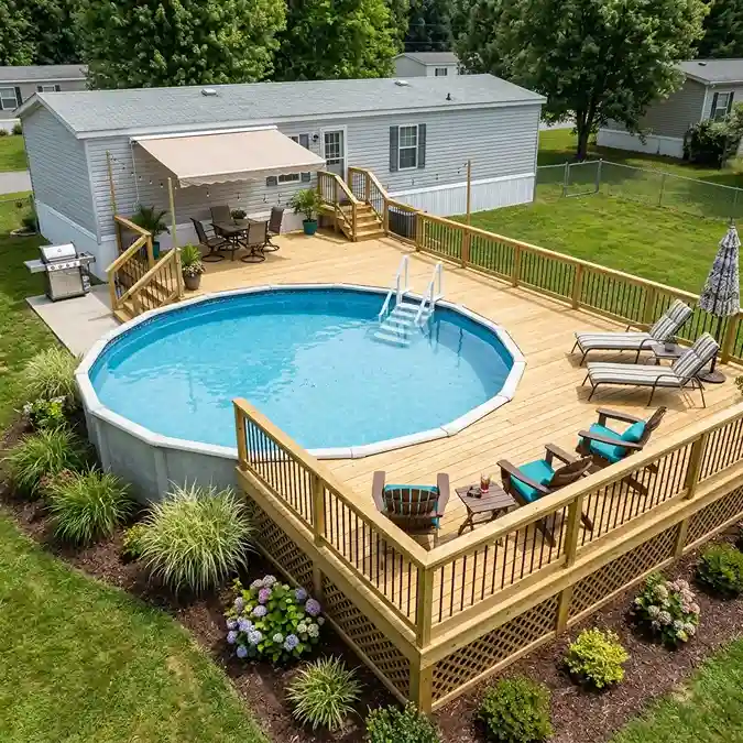 20. Use a Pool Deck Layout Around an Above Ground Pool