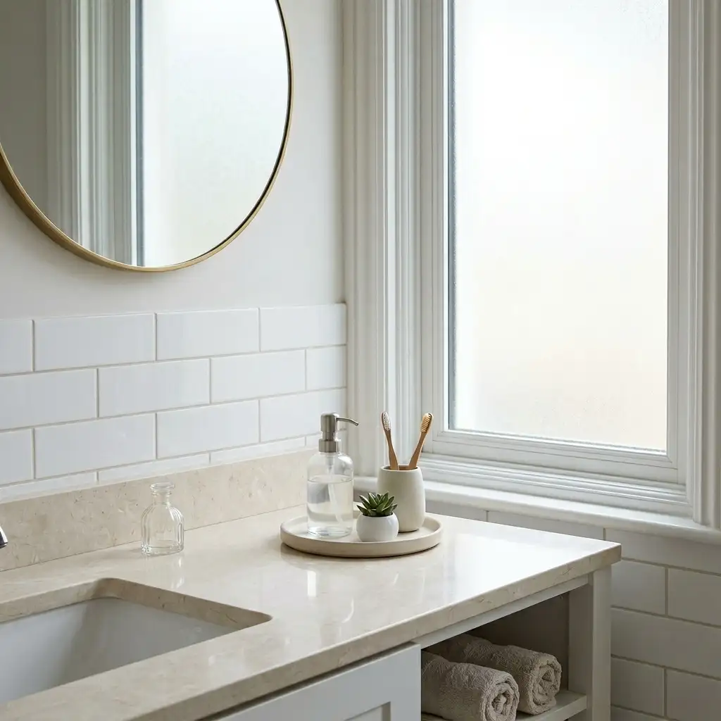21. Style a Small Bathroom Counter Efficiently