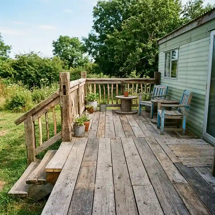 22. Create a Rustic Deck With Reclaimed Materials
