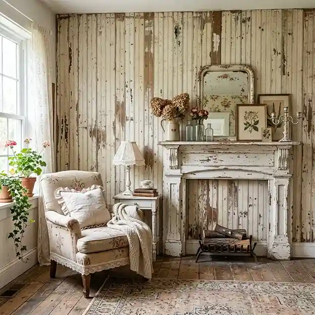 22. Distressed Beadboard for a Shabby Chic Look