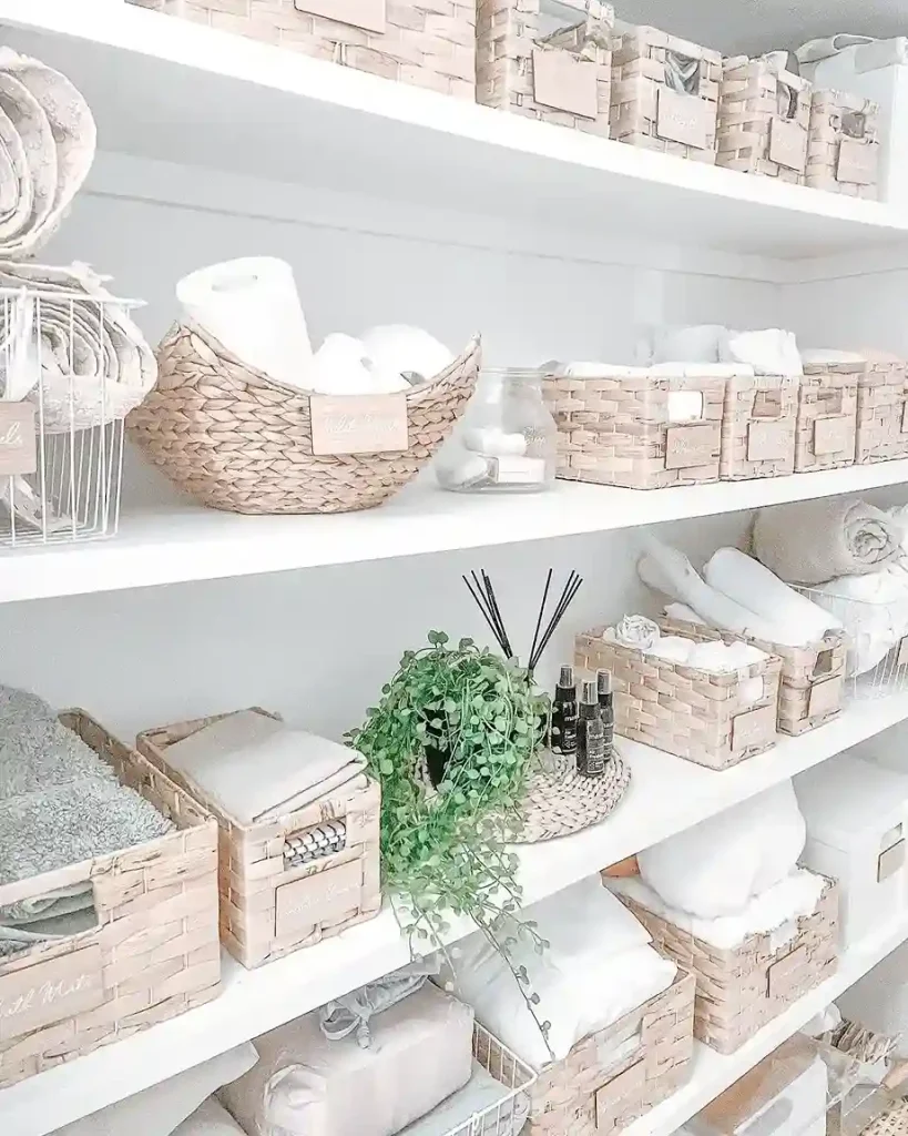 24. Create a Beautiful Display in a Open Linen Closet