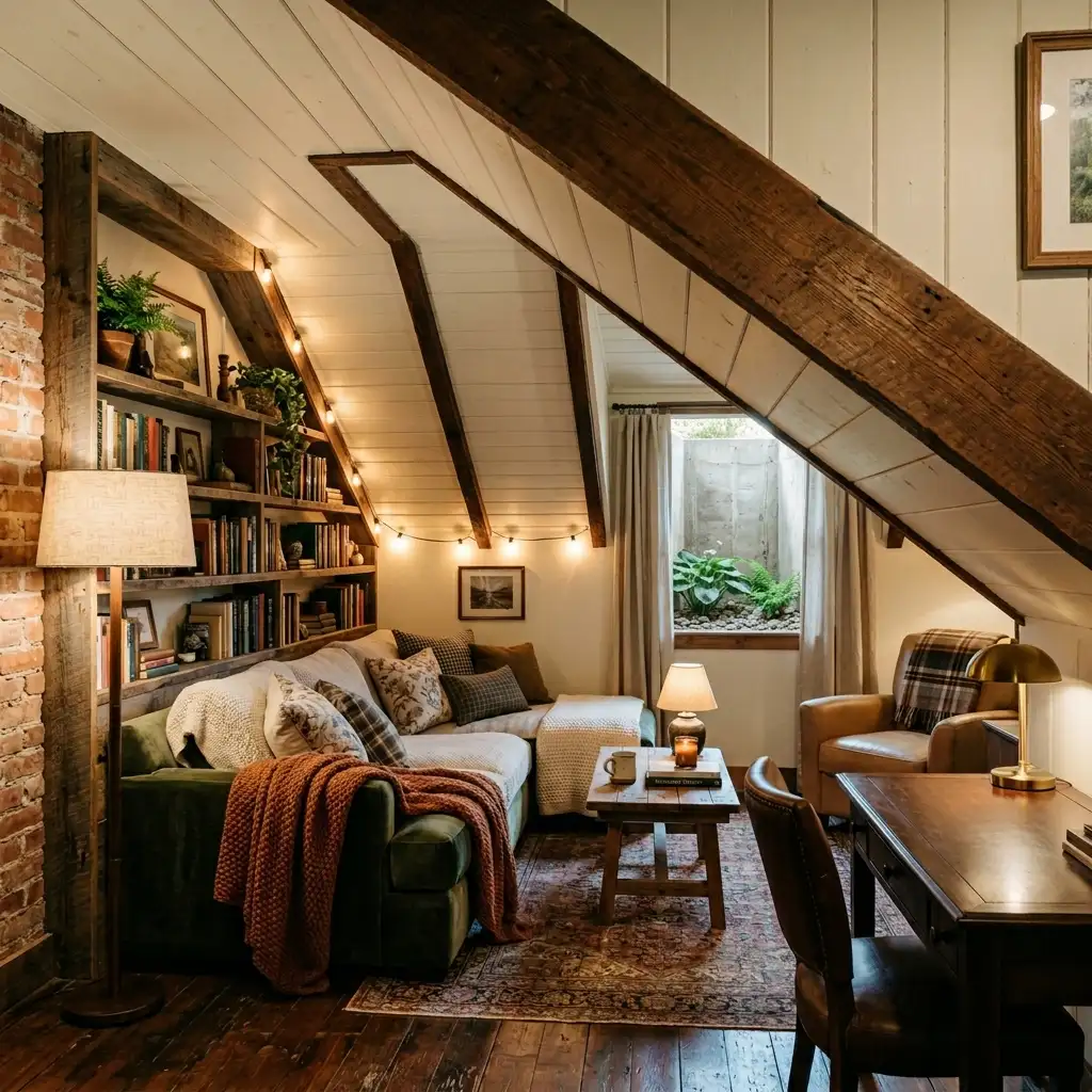 24. Create a Cozy Basement Sloped Ceiling Room