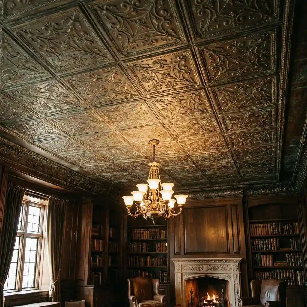 26. Add a Vintage Ceiling Tile Treatment