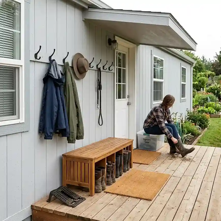 26. Create a Mudroom Style Deck Entry