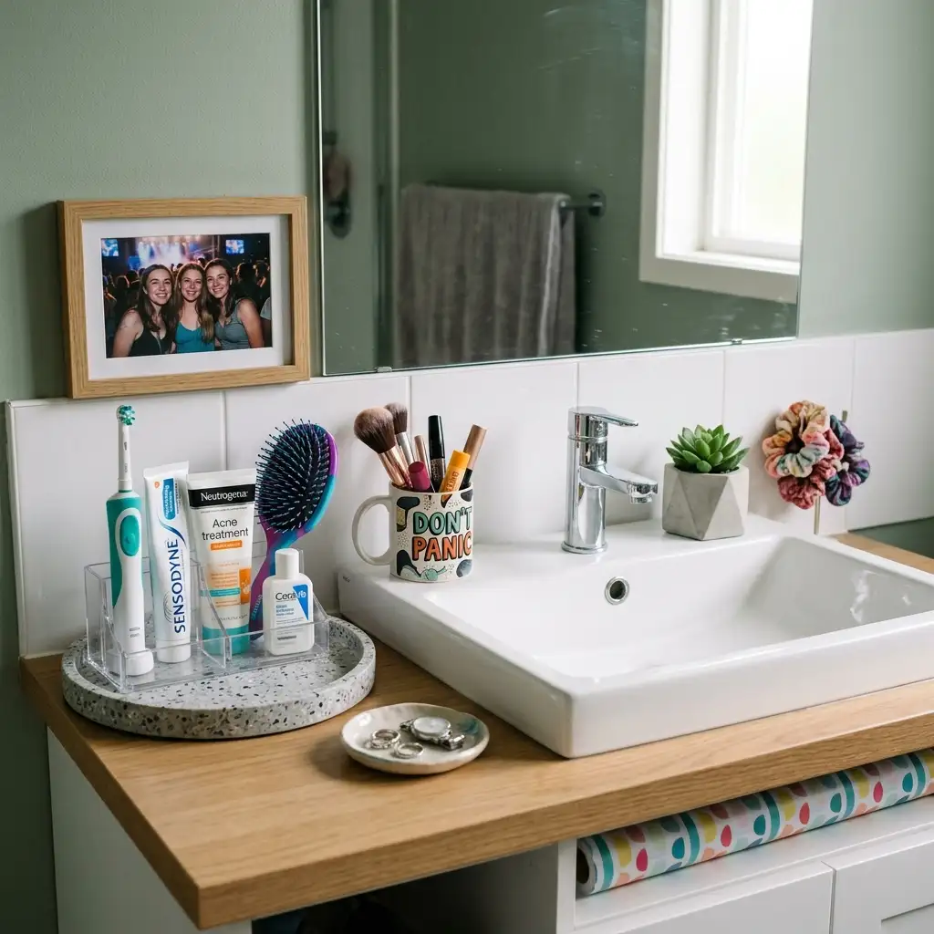 26. Style a Teens Bathroom Counter