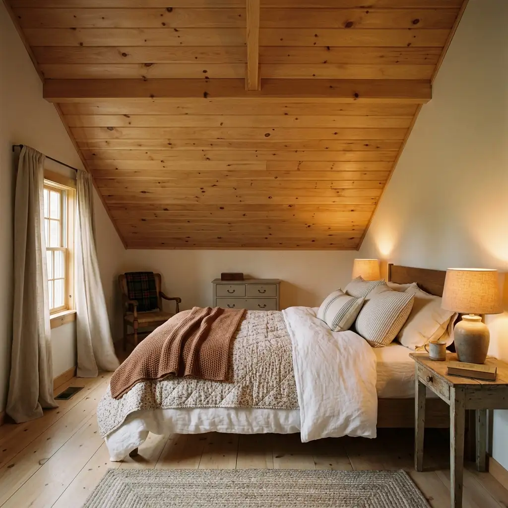27. Try Pine Tongue and Groove in a Cottage Bedroom