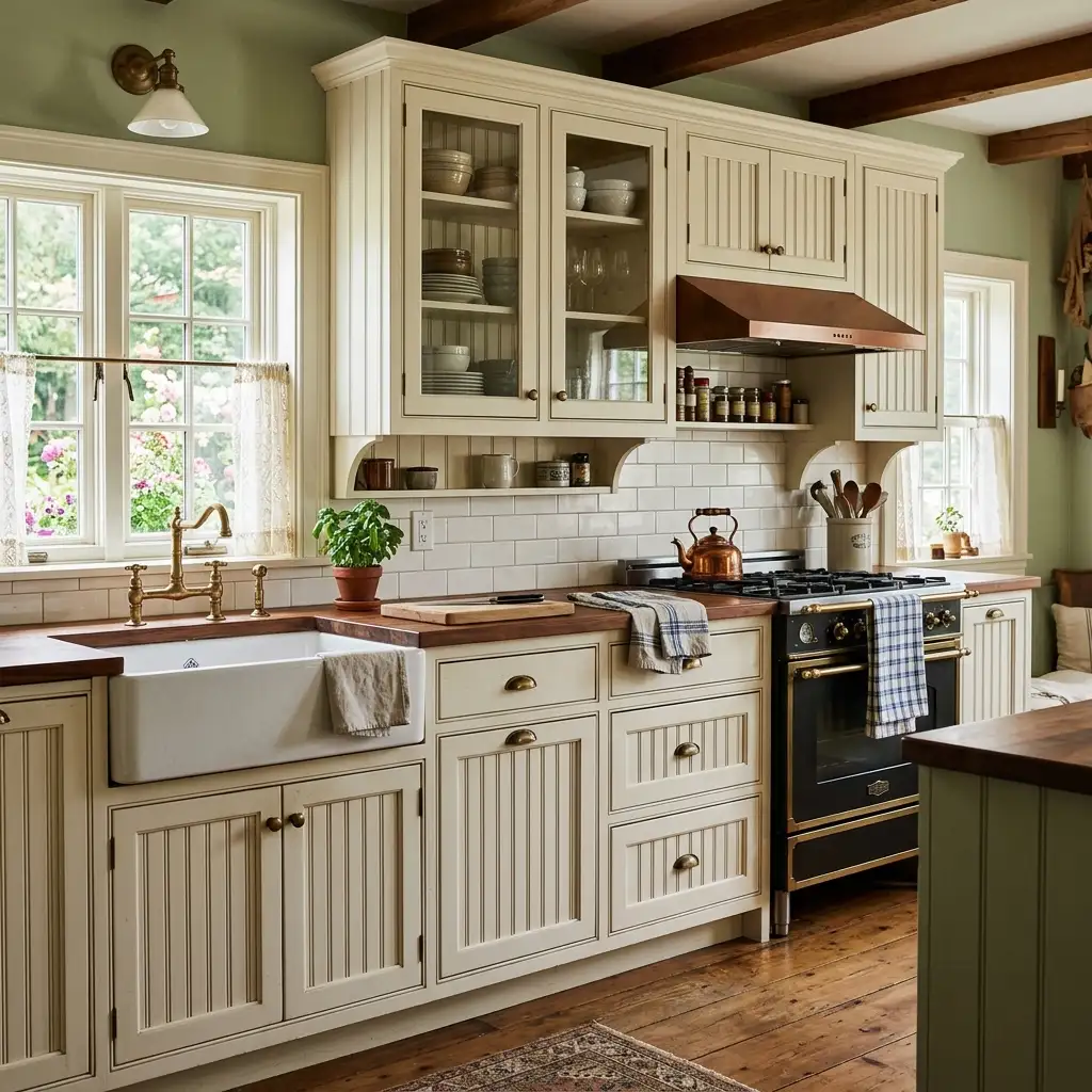 28. Beadboard on Cabinet Doors for a Cottage Kitchen