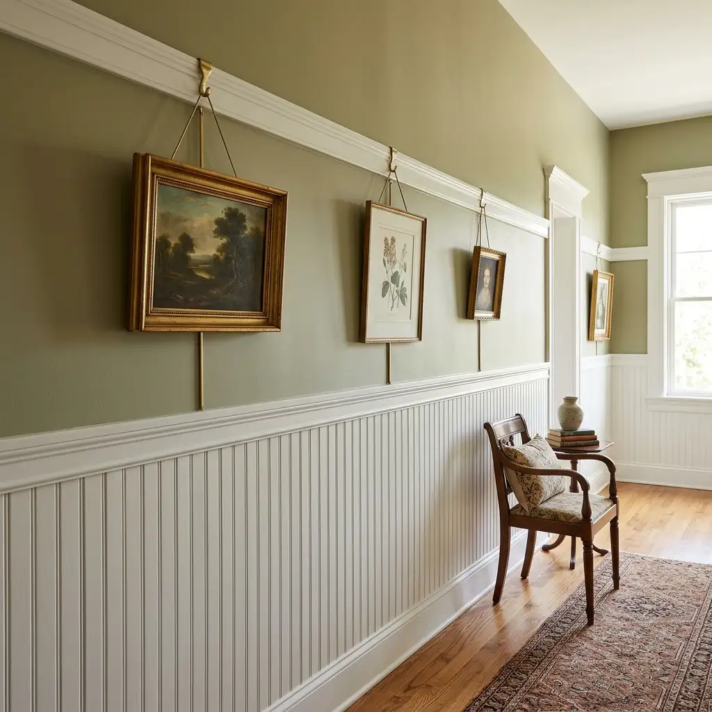 31. Beadboard with Picture Rail Molding for a Classic Look
