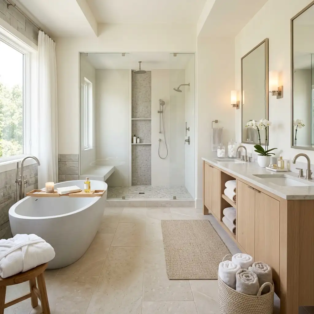 31. Create a Spa Like Master Bath With Neutral Tones