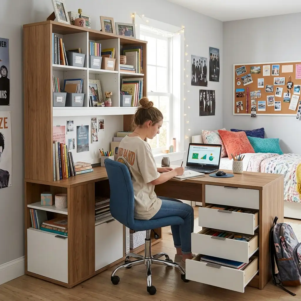 31. Use a Desk With Built In Storage