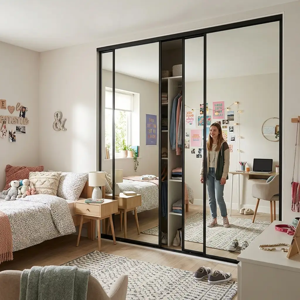 33. Add a Mirror Wardrobe for Space and Function