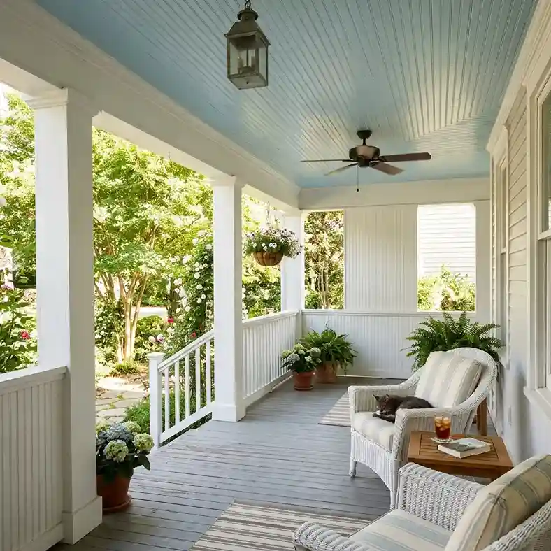 33. Beadboard in a Covered Outdoor Porch