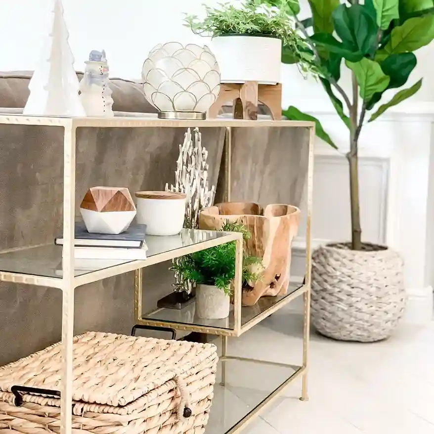 6. Place a Long Console With Built In Shelves