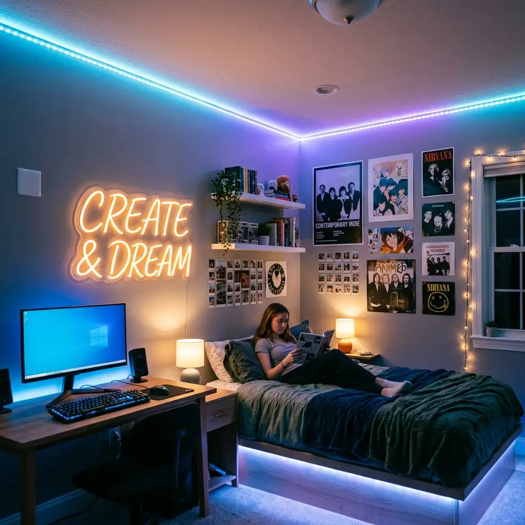 7. Add Neon or LED Strip Lighting for a Modern Edge