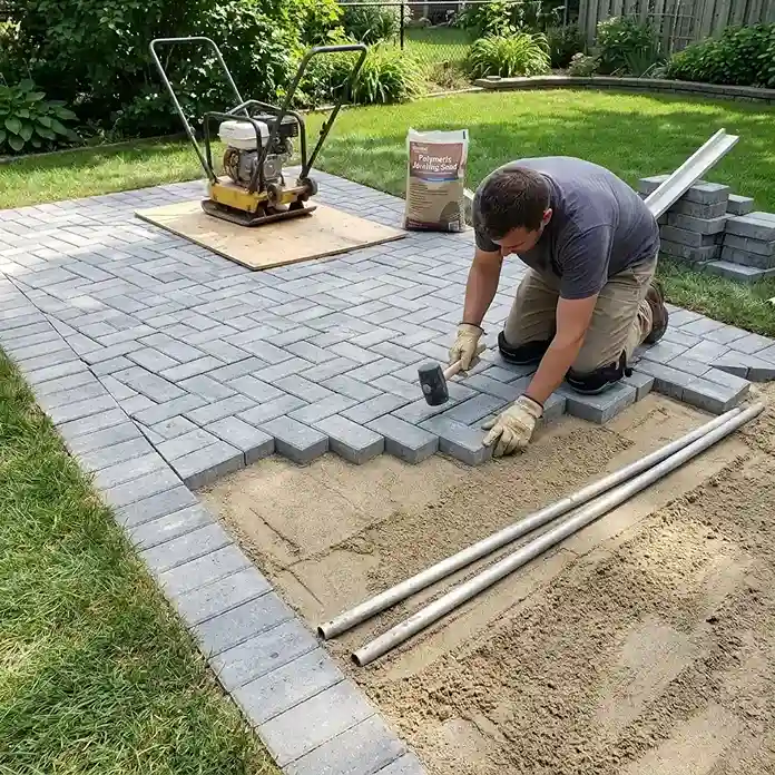 8. Lay Concrete Pavers for a Polished Budget Result