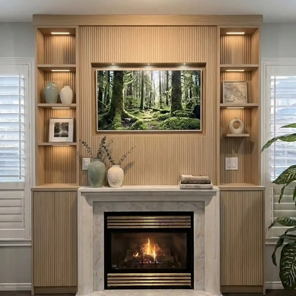 21. Fireplace With Oversized Art Above the Mantel